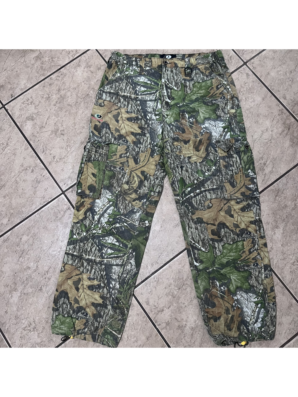 Mossy Oak Mens Cargo Camo Outdoors Hunting Pants Adjustable Leg Opening L 36-38